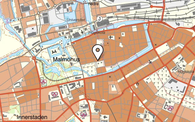 Karta som visar The Bishops Arms - Gustav Malmö på Gustav Adolfs torg 49C, 211 39 Malmö, Sweden