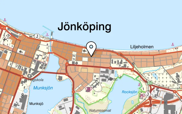 Karta som visar Pizzeria Rhodos på Kanalgatan 19, 553 22 Jönköping