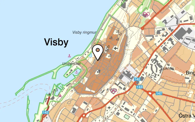 Karta som visar Lulu Poké & Sushi Bar på Strandgatan 16, 621 56 Visby