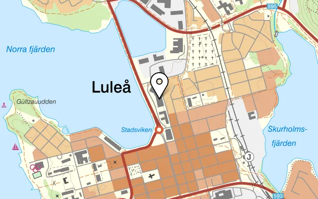 Karta som visar Live restaurang på Bastugatan 6-8, 972 41 Luleå
