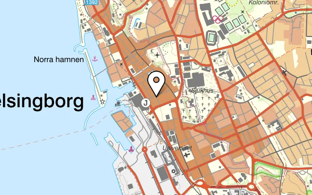Karta som visar Bánh Mì King City på Bruksgatan 34, 252 24 Helsingborg