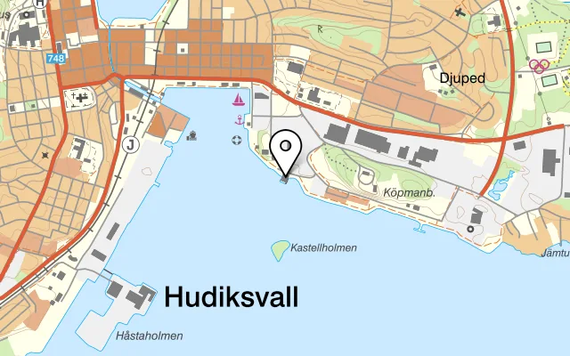 Karta som visar Strandpiren på Sjötullsgatan 15, 824 50 Hudiksvall