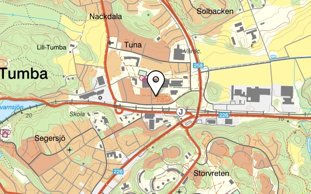 Karta som visar Tumba grill på Munkhättevägen 47, 147 40 Tumba