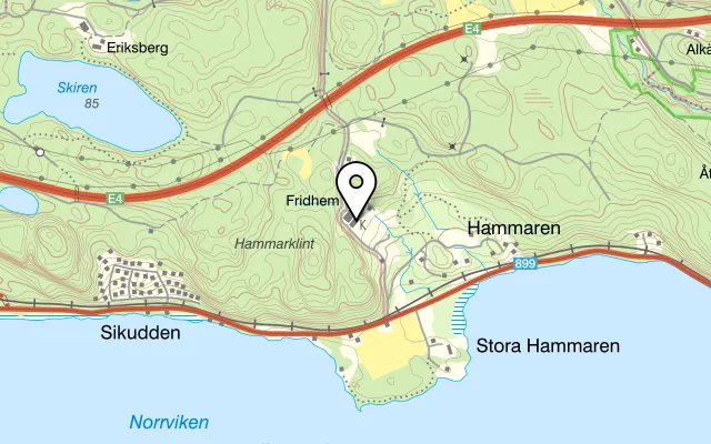 Karta som visar Villa Fridhem på Getå Villa Fridhem 1, 616 90 Åby