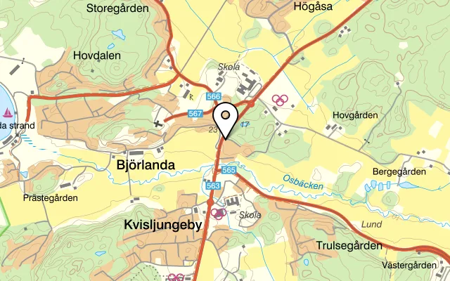 Karta som visar Pizzahuset i Björlanda på Kattedammen 1, 423 59 Torslanda