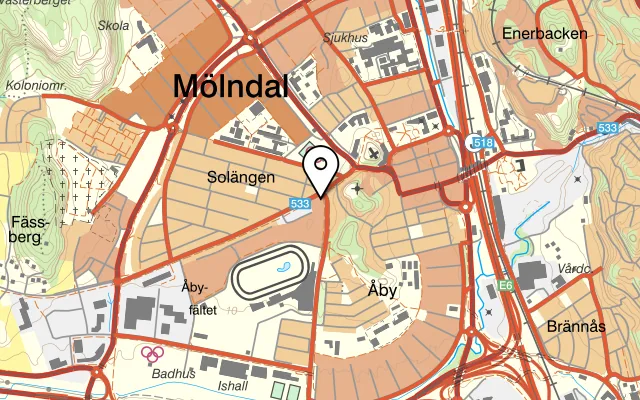 Karta som visar Margaretas bröd & bakverk på Frölundagatan 35A, 431 44 Mölndal