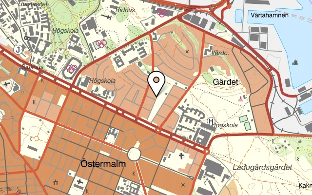 Karta som visar Arena Pizzeria på Hedinsgatan 11, 115 33 Stockholm
