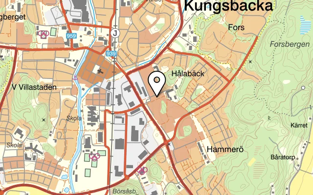 Karta som visar Campino Pizzeria Kungsbacka på Blomstergatan 1, 434 43 Kungsbacka