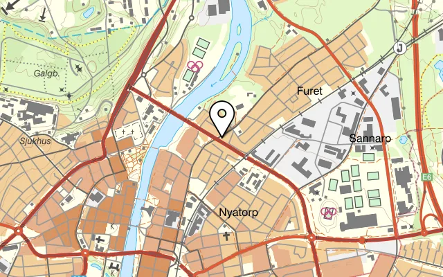 Karta som visar Campino Pizzeria i Halmstad på Gamletullsgatan 38, 302 23 Halmstad