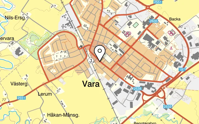 Karta som visar Conditori Nordpolen AB på Torggatan 14, 534 31 Vara