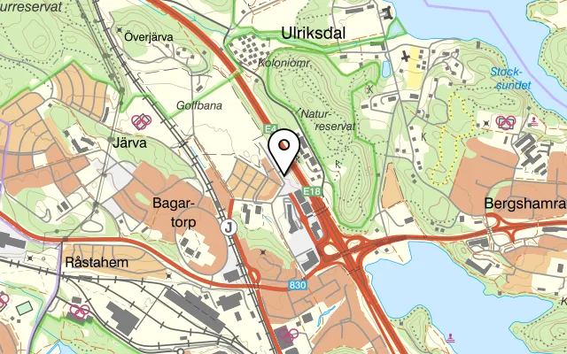 Karta som visar Café Sabis Ulriksdal på Drottning Kristinas Esplanad 10, 170 67 Solna