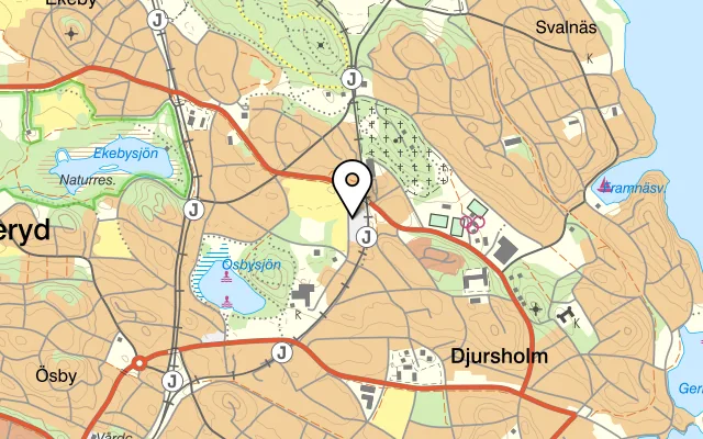 Karta som visar Östberga Pizzeria på Östbergavägen 20, 182 62 Djursholm