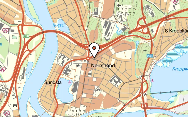 Karta som visar Pizzeria Rimini på Norra Allén 2A, 654 64 Karlstad