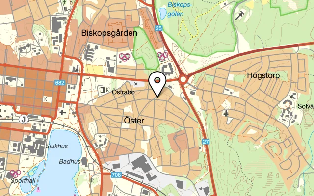 Karta som visar Pizzeria Charlie på Östregårdsgatan 50, 352 40 Växjö