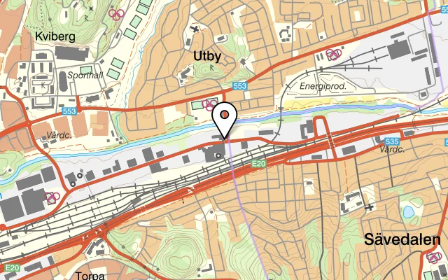 Karta som visar Leffes Lunchkällare på Utby, von Utfallsgatan 29, 415 05 Göteborg
