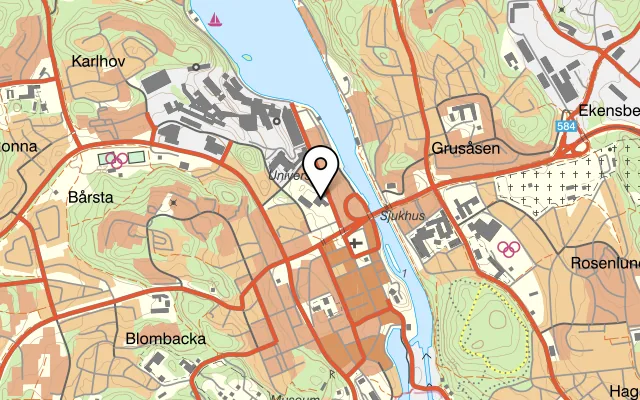 Karta som visar Tom Tits Organic Lunch Restaurant på Storgatan 33, 151 36 Södertälje
