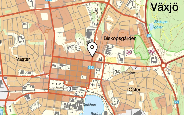 Karta som visar Pizzeria Venezia på Linnégatan 31, 352 33 Växjö