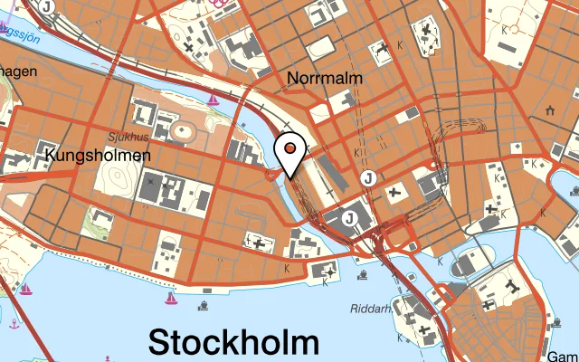 Karta som visar Kungsbiljarden på Blekholmsterrassen 15, 111 64 Stockholm, Sweden