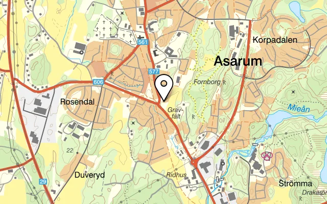 Karta som visar Valentino Pizzeria & Restaurang på Ägovägen 2, 374 52 Asarum
