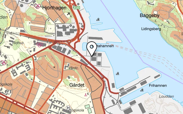Karta som visar Eatery Värtahamnen på Andra Bassängvägen 10, 115 41 Stockholm