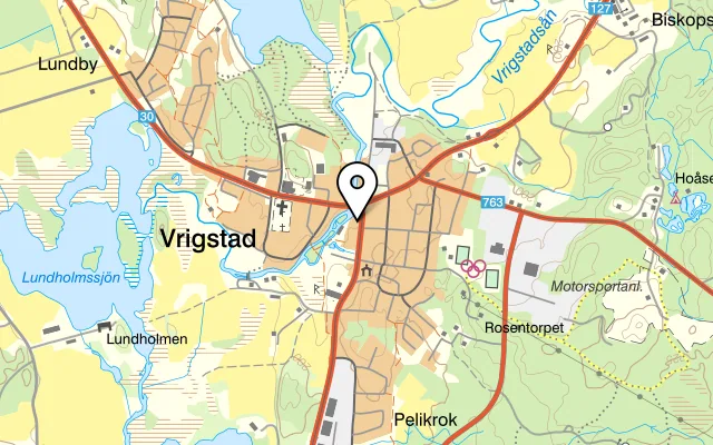 Karta som visar Pizzeria Napoli på TORGET 9, 576 96 Vrigstad