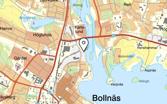 Karta som visar Strandrestaurangen på Järnvägsgatan 56, 821 43 Bollnäs