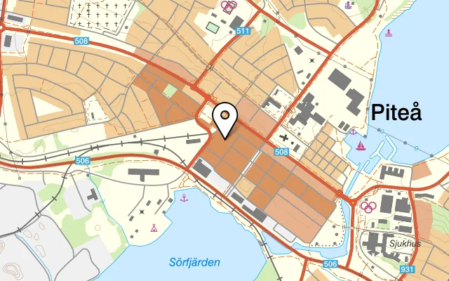 Karta som visar Restaurang Golden Dragon på Storgatan 72, 941 32 Piteå