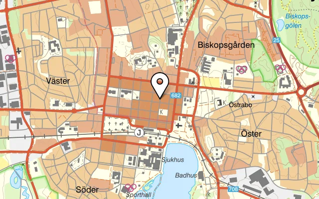 Karta som visar Skåres Konditori på Kungsgatan 13, 352 31 Växjö