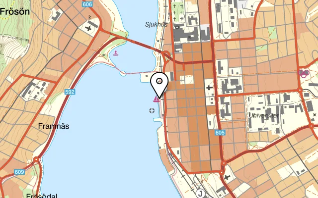 Karta som visar M/S Thomée på Sjötorget, 831 30 Östersund, Sweden