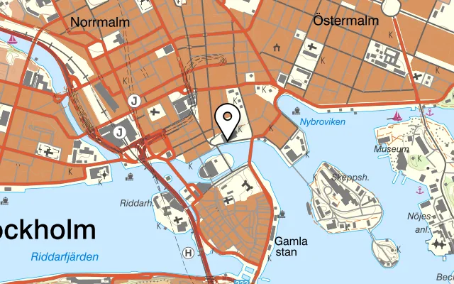 Karta som visar Grodan Kungliga Operan på Strömgatan 14, 111 52 Stockholm