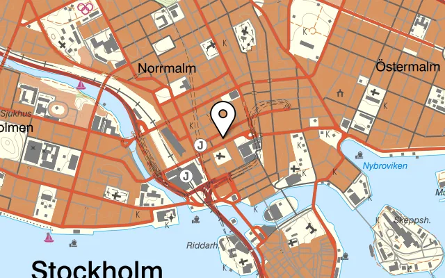Karta som visar BASTA - Italiensk restaurang (Åhléns City) på Mäster Samuelsgatan 59, 111 21 Stockholm