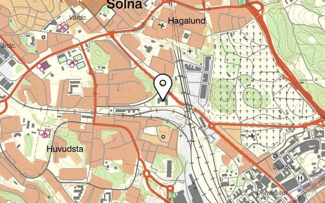 Karta som visar Eatery Solna Access på Sundbybergsvägen 1, 171 73 Solna