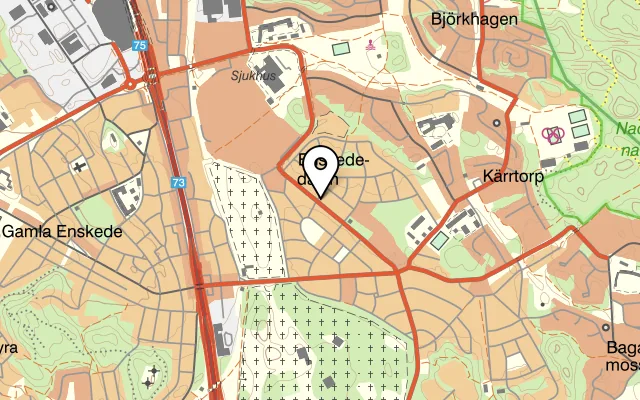 Karta som visar Thaisty HB på Gamla Tyresövägen 325, 121 33 Enskededalen