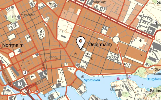 Karta som visar Melanders Östermalmshallen på Östermalmstorg 31, 114 39 Stockholm