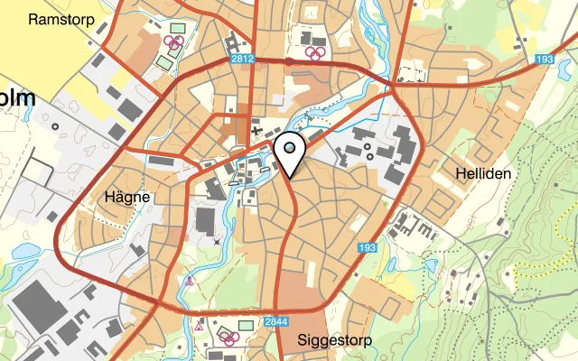 Karta som visar Konditori Mekka på Bruksgatan 1, 522 34 Tidaholm