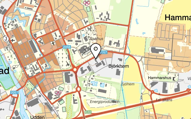 Karta som visar Fredholms på Blekingevägen 6, 291 54 Kristianstad