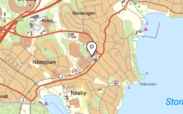 Karta som visar Jack’s Burger på Eskadervägen 10A, 183 54 Täby