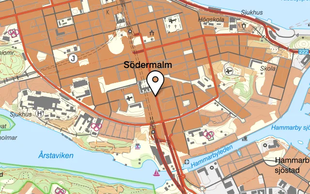 Karta som visar Gunnarsons specialkonditori på Götgatan 92, 118 62 Stockholm