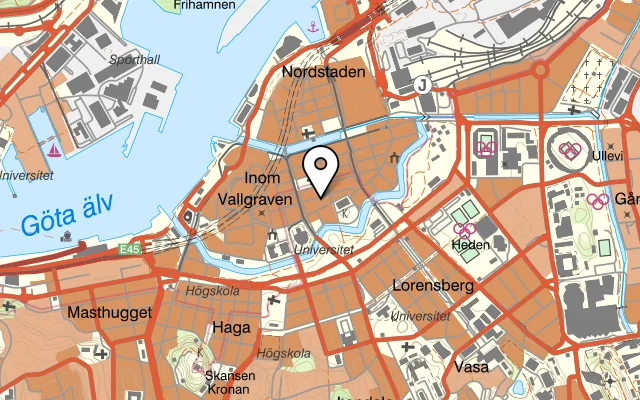 Karta som visar Jinx Dynasty på Vallgatan 21B, 411 16 Göteborg