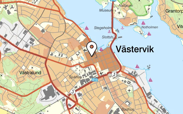 Karta som visar Victoria pizzeria på Östra Kyrkogatan 45A, 593 33 Västervik
