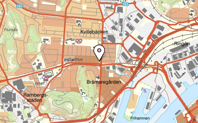 Karta som visar The grill - Grillrestaurang Hisingen på Gustaf Dalénsgatan 2, 417 22 Göteborg