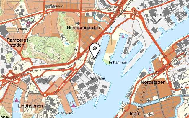 Karta som visar Matminnen Restaurang & Catering Göteborg på Lindholmsallén 2, 417 55 Göteborg