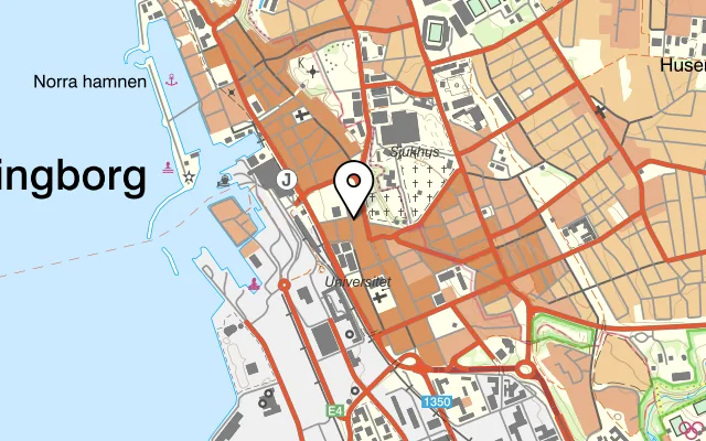 Karta som visar Kebab Kungen Söder - Pizzeria & Restaurang Helsingborg på Bollbrogatan 12, 252 18 Helsingborg