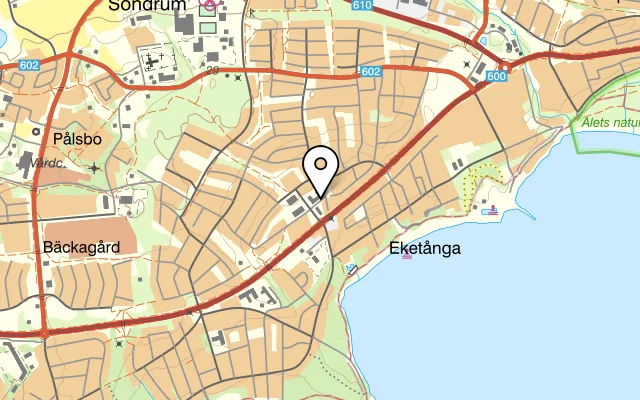 Karta som visar Daeng's Wok på Lars Montins väg 29, 302 92 Halmstad