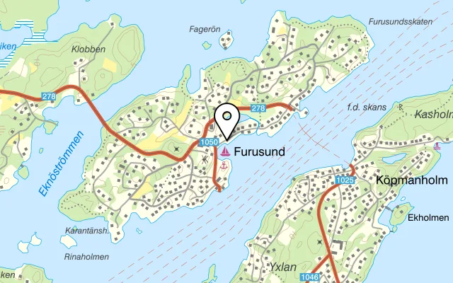 Karta som visar Furusunds Hamnkrog på Furusunds Gästhamn, 760 19 Yxlan