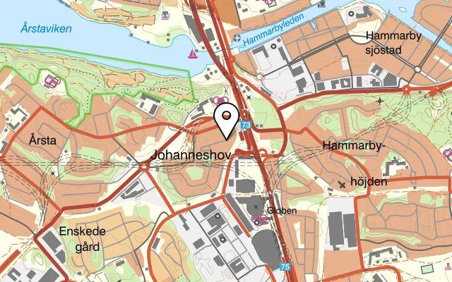 Karta som visar Bamses Pizzeria & Kebab på Grafikvägen 1, 121 43 Johanneshov