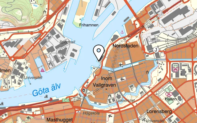 Karta som visar Skärgårdslinjen - M/S Trubaduren på Packhusgatan 1, 411 13 Göteborg