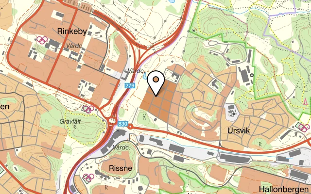 Karta som visar Lilla Sara Pizzeria på Ursviks Allé 57, 174 63 Sundbyberg