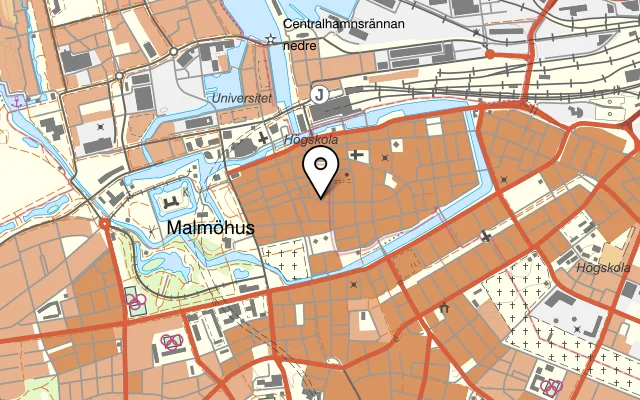 Karta som visar V Italiano Moderno Malmö på Skomakaregatan 5, 211 34 Malmö
