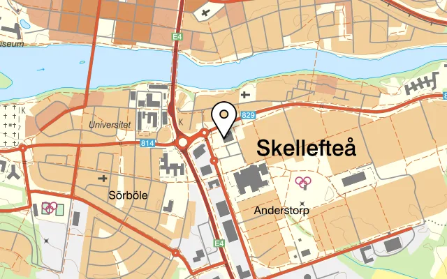 Karta som visar Restaurang Tipset på Anderstorg 2, 931 57 Skellefteå